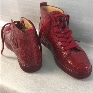 christian louboutin mens alligator high trainners